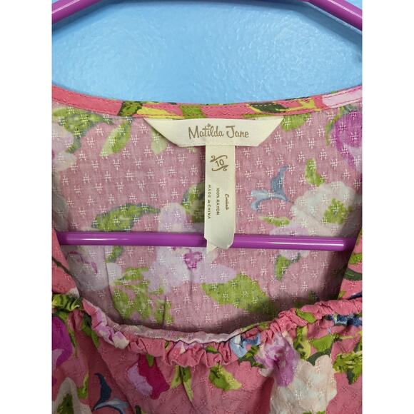 Matilda Jane Girls Size 12 Always Blooming Floral Pink Blouse Long Sleeve - Picture 4 of 7